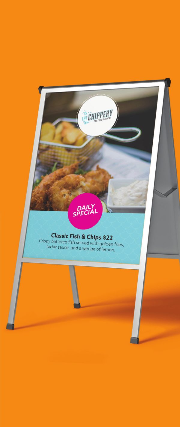 The Chippery A-frame sign