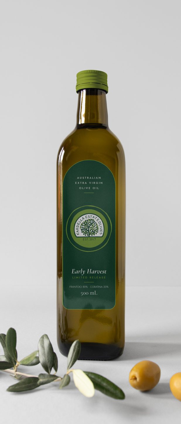 Early Harvest olive oil bottle
