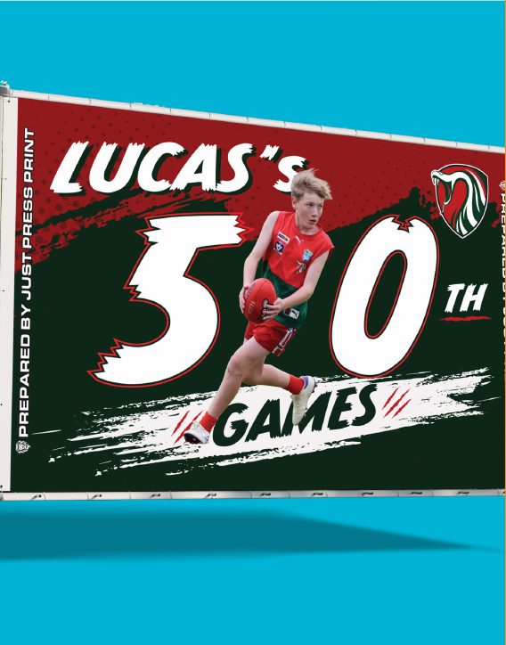 Lucas's 50th games banner